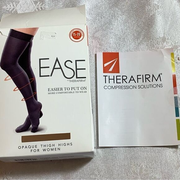 Ease Therafirm Compression Thigh Highs Sand Color Sz Large Short New in Box - Picture 2 of 6